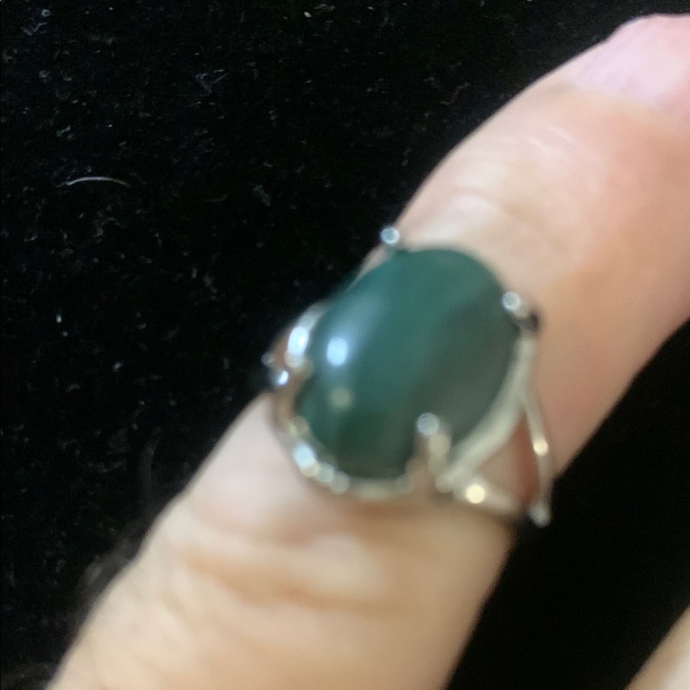 Elegant Silver and Green Stone Ring Bogo
